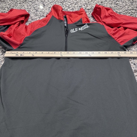 Ole Miss Rebels Nike Swoosh Windbreaker Jacket 1/4 Zip Pullover Mens Small Red - Picture 8 of 10